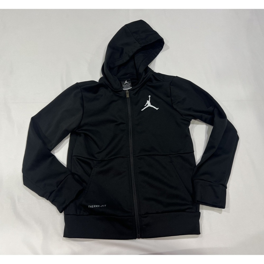 Nike Air Jordan Hoodie Boys Medium Black Activewear Pullover Kidcore Therma Fit